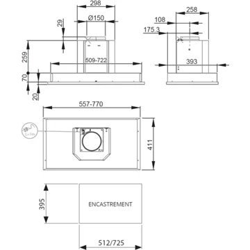 Hotte encastrable ROBLIN ALTIMA 770 INOX SANS MOTEUR – Image 2