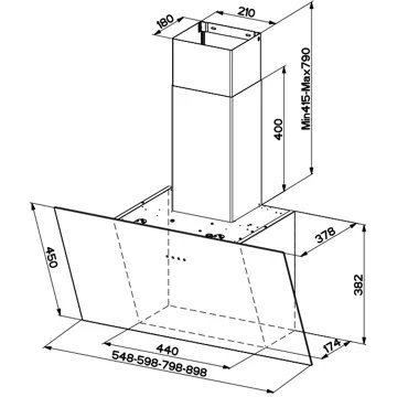 Hotte décorative murale inclinée FABER TWEET 800 BLANC – Image 3