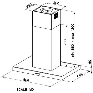 Hotte décorative îlot FABER COMFORT ILOT BK MATT A90 – Image 2