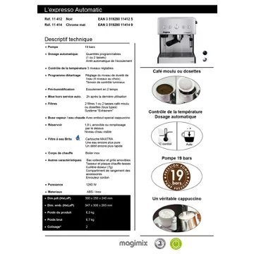 Machine à expresso MAGIMIX 11414 AUT CHROME MAT – Image 5