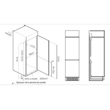 Réfrigérateur combiné encastrable BRANDT BIC9454EN 194cm – Image 3